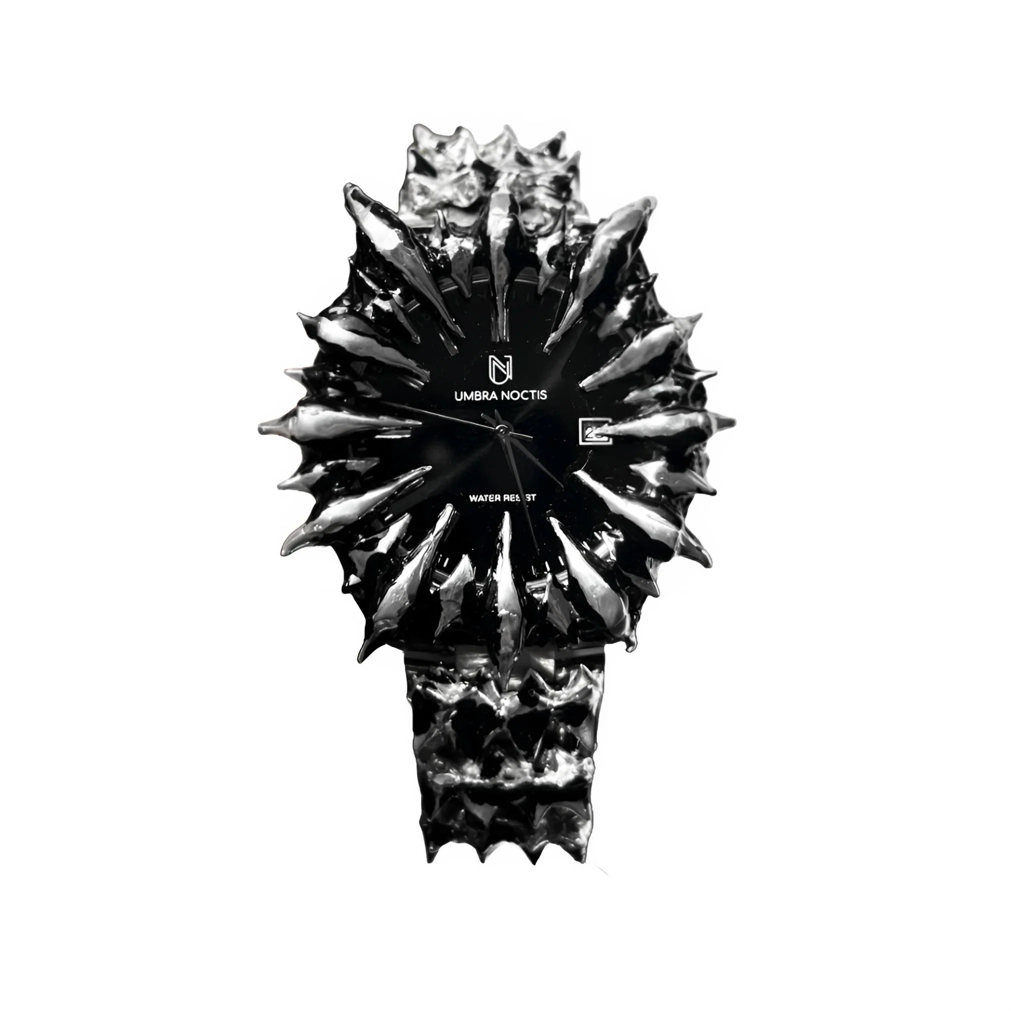 Midnight gothic watch by Umbra Noctis – all-black stainless steel timepiece with sapphire glass