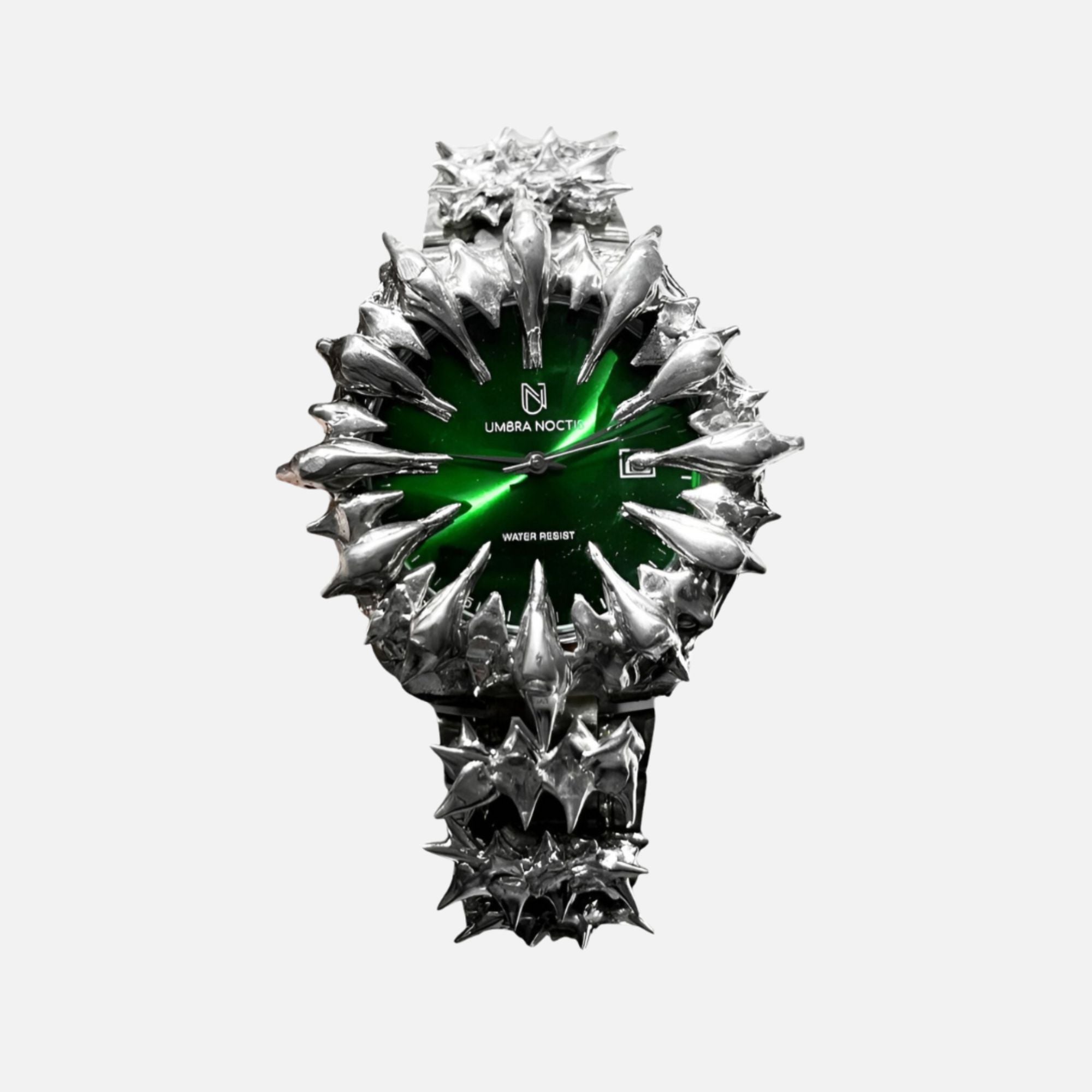 Emerald Fang Gothic Watch | Stainless Steel | Handmade | Umbra Noctis