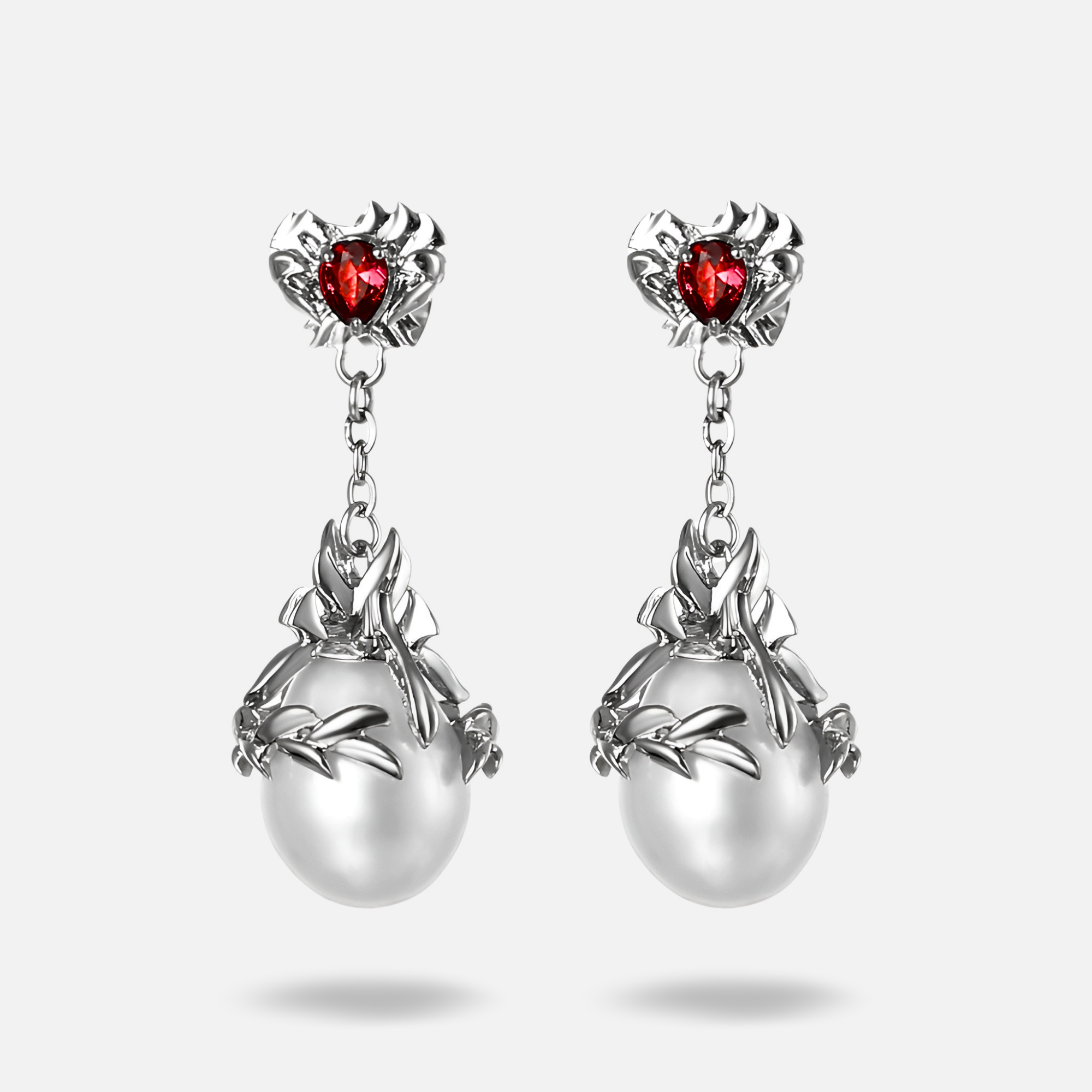 Sacred Pearl – Red Earrings