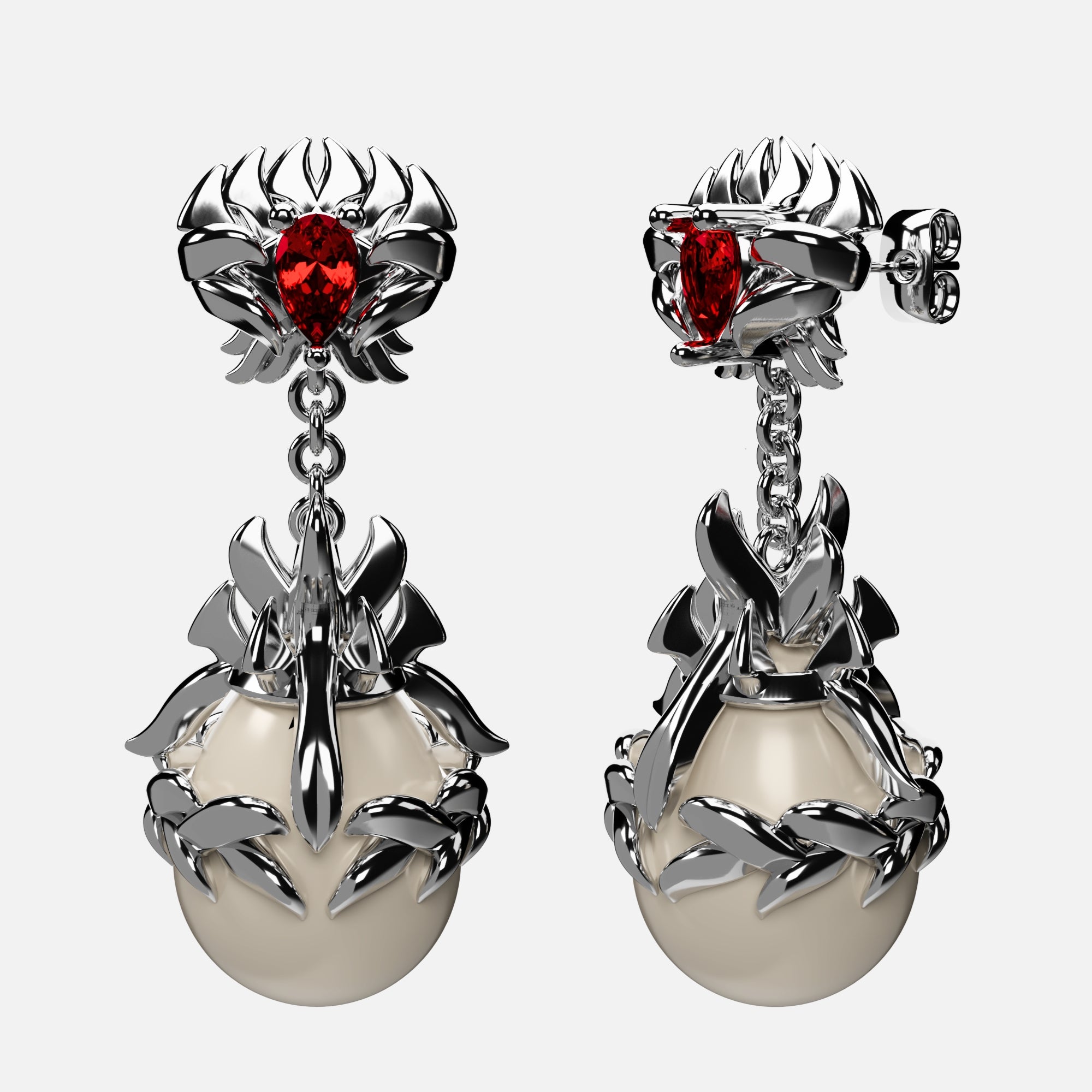Sacred Pearl – Red Earrings