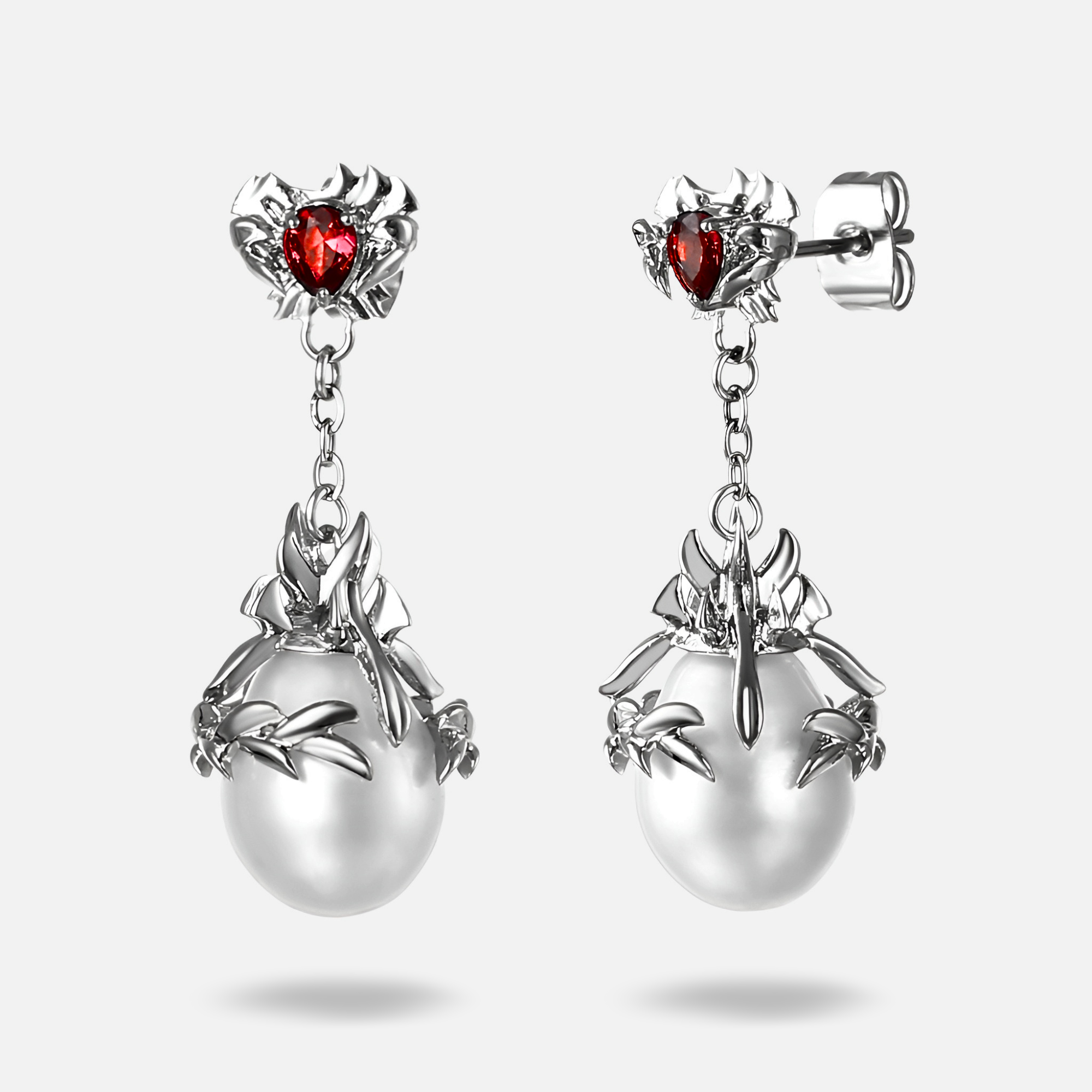 Sacred Pearl – Red Earrings