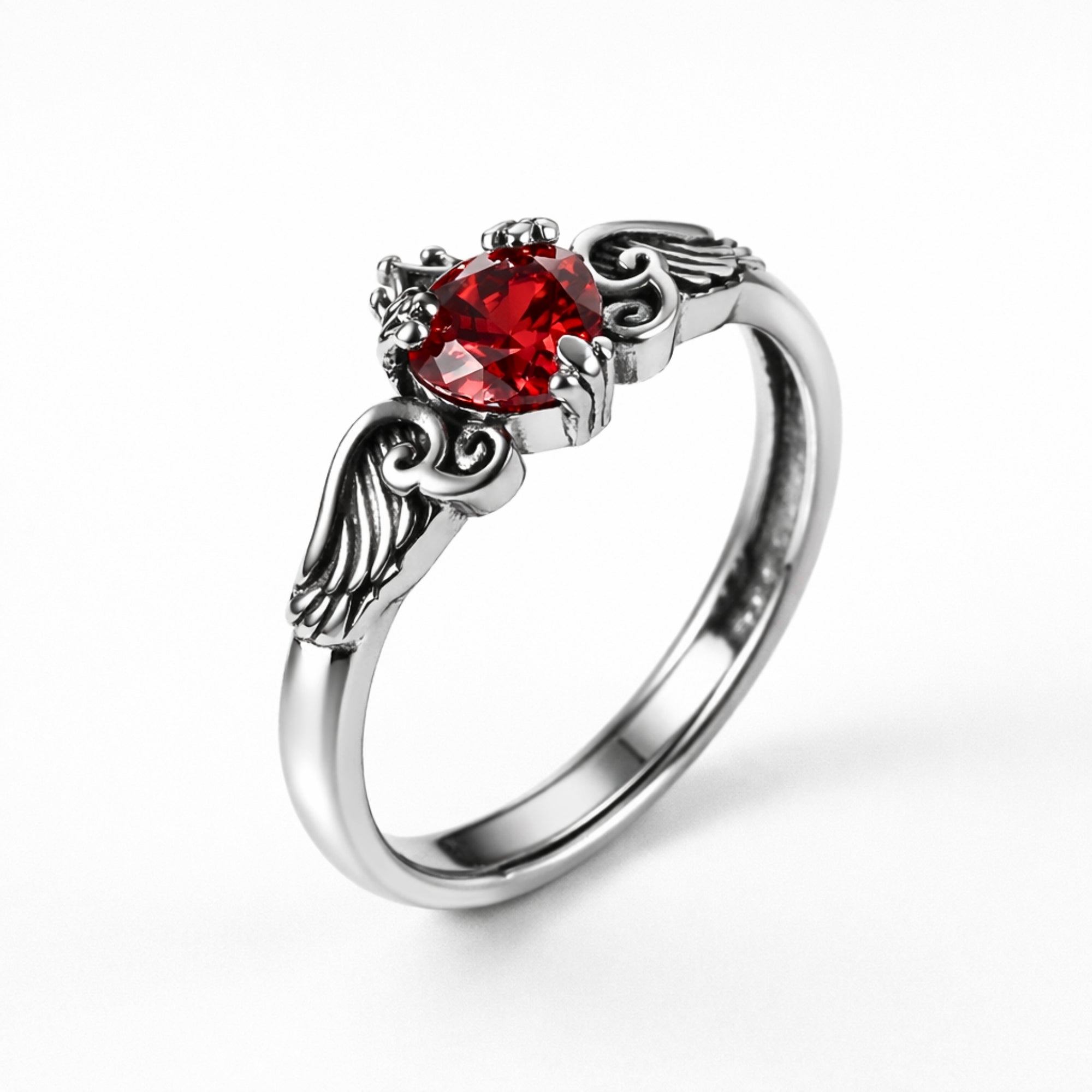 Crimson Wing Gothic Heart Ring