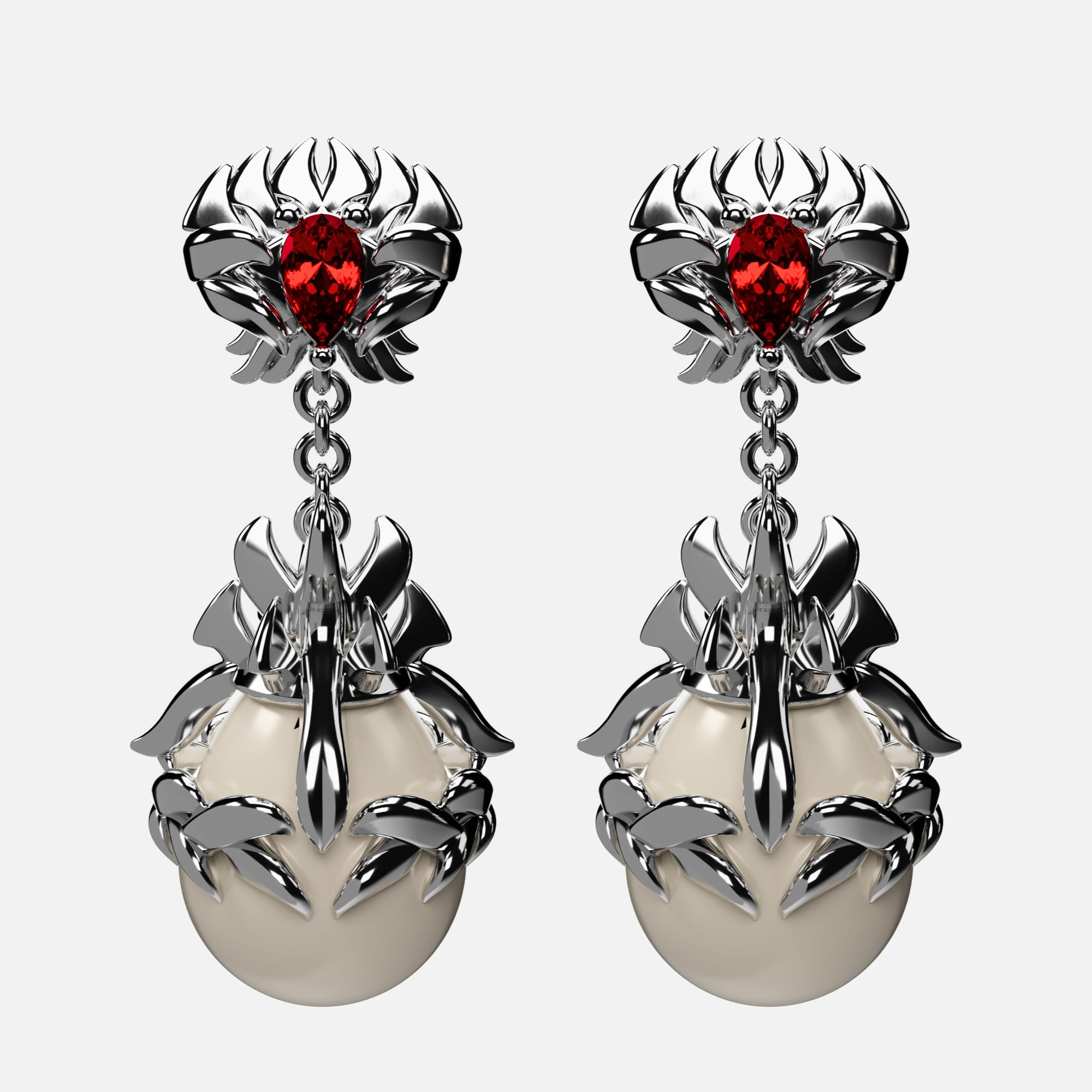 Sacred Pearl – Red Earrings