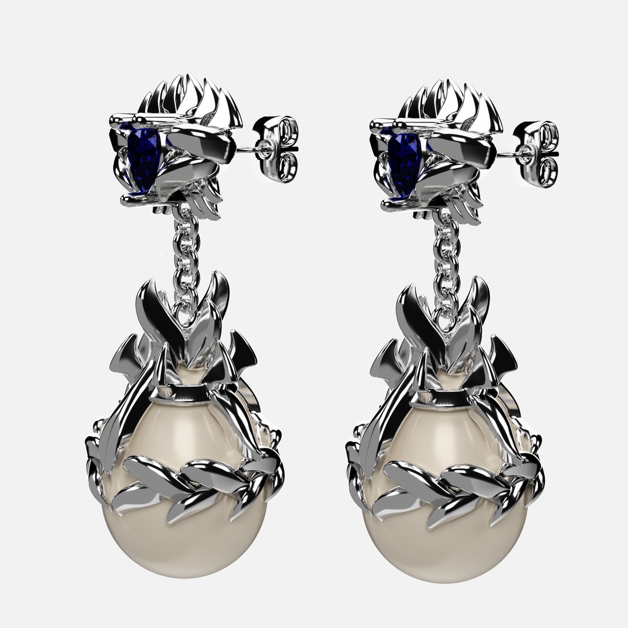 Sacred Pearl – Blue Earrings