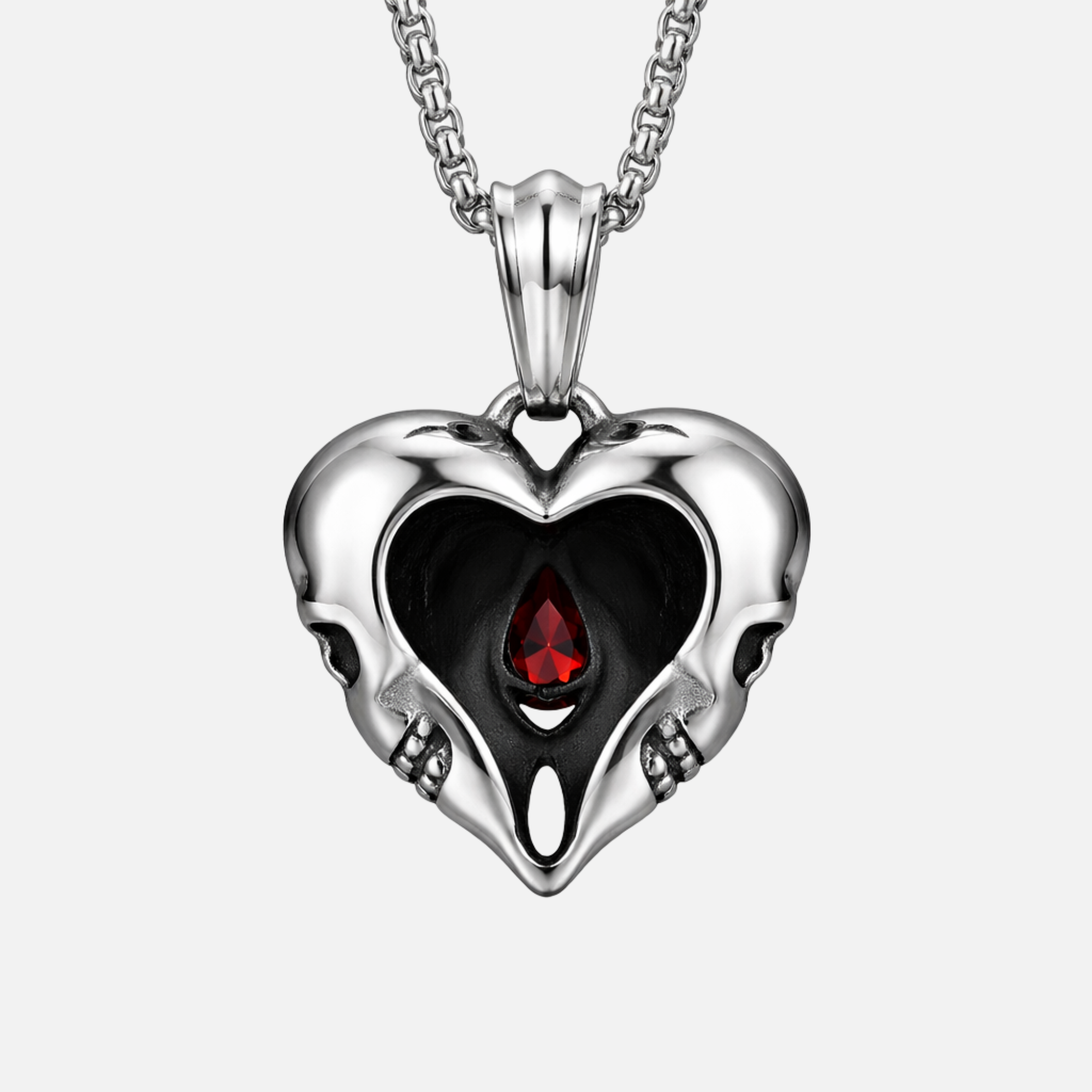 Memento Gothic Skull Heart Necklace