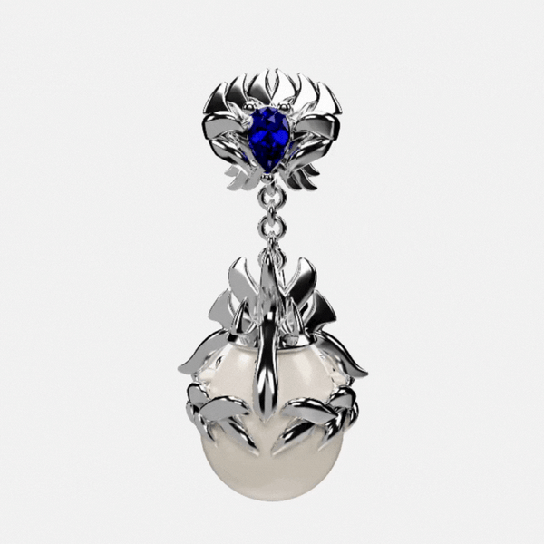 Sacred Pearl Blue Gothic Earrings | Stainless Steel | Umbra Noctis